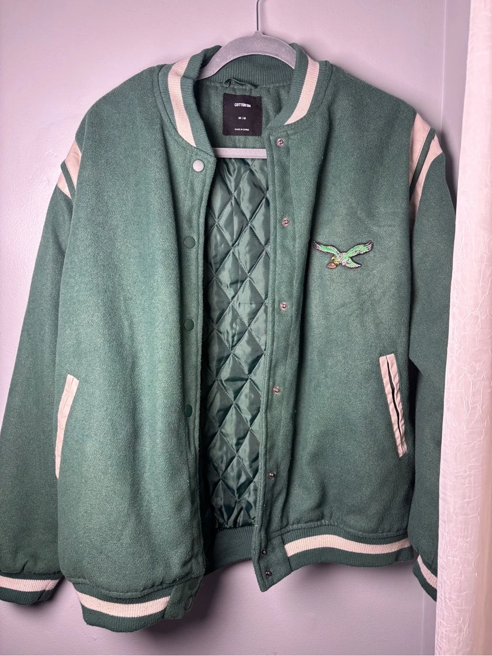 Cotton on green Bomber Jacket Eagles size M